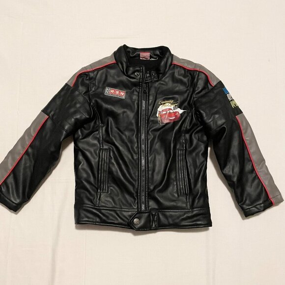 Disney Lightning McQueen Faux Leather Kids Boys Jacket Size Medium - Picture 1 of 16